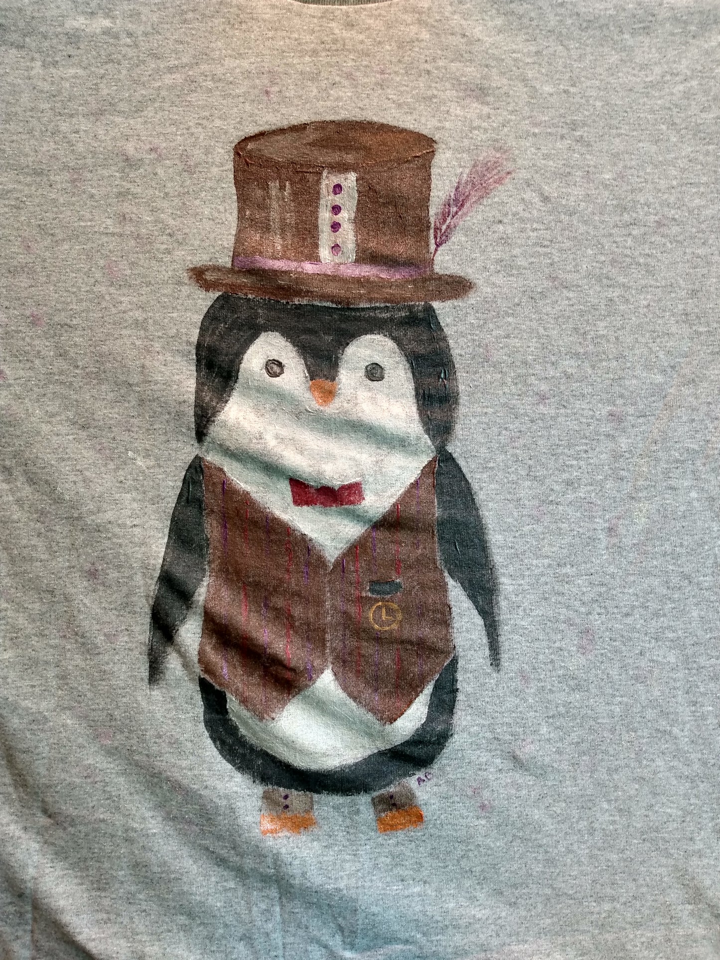 Hand-Painted Short Sleeve Penguin T-Shirt