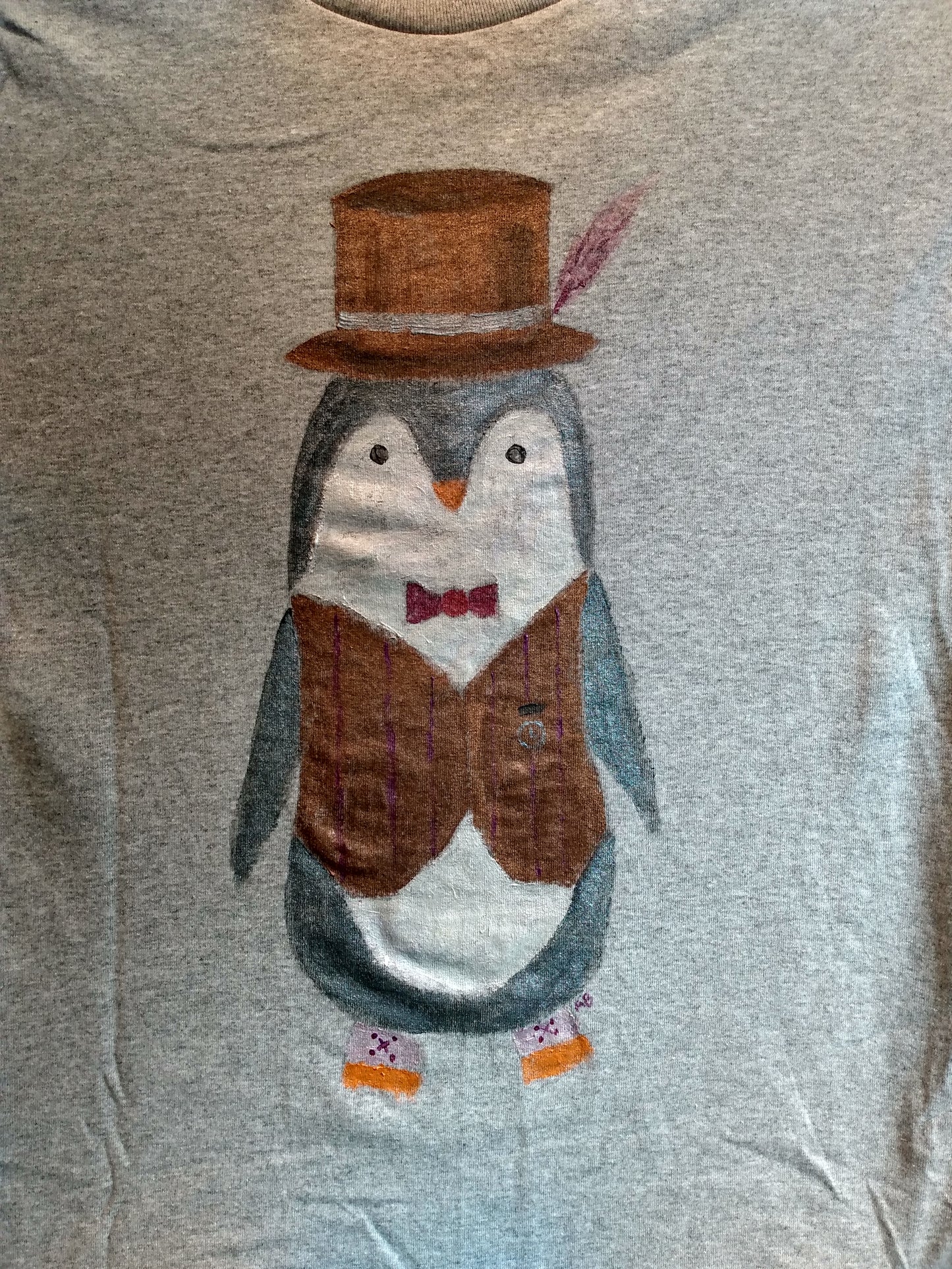 Hand-Painted Short Sleeve Penguin T-Shirt