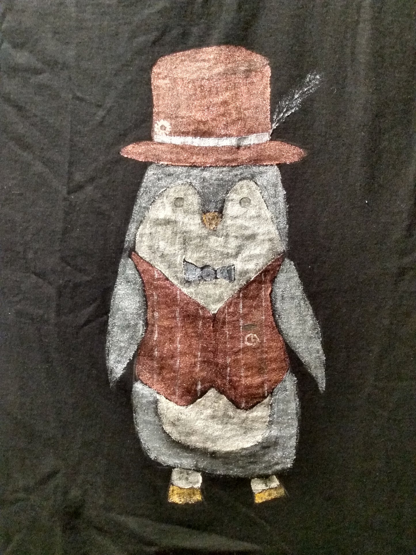 Hand-Painted Short Sleeve Penguin T-Shirt