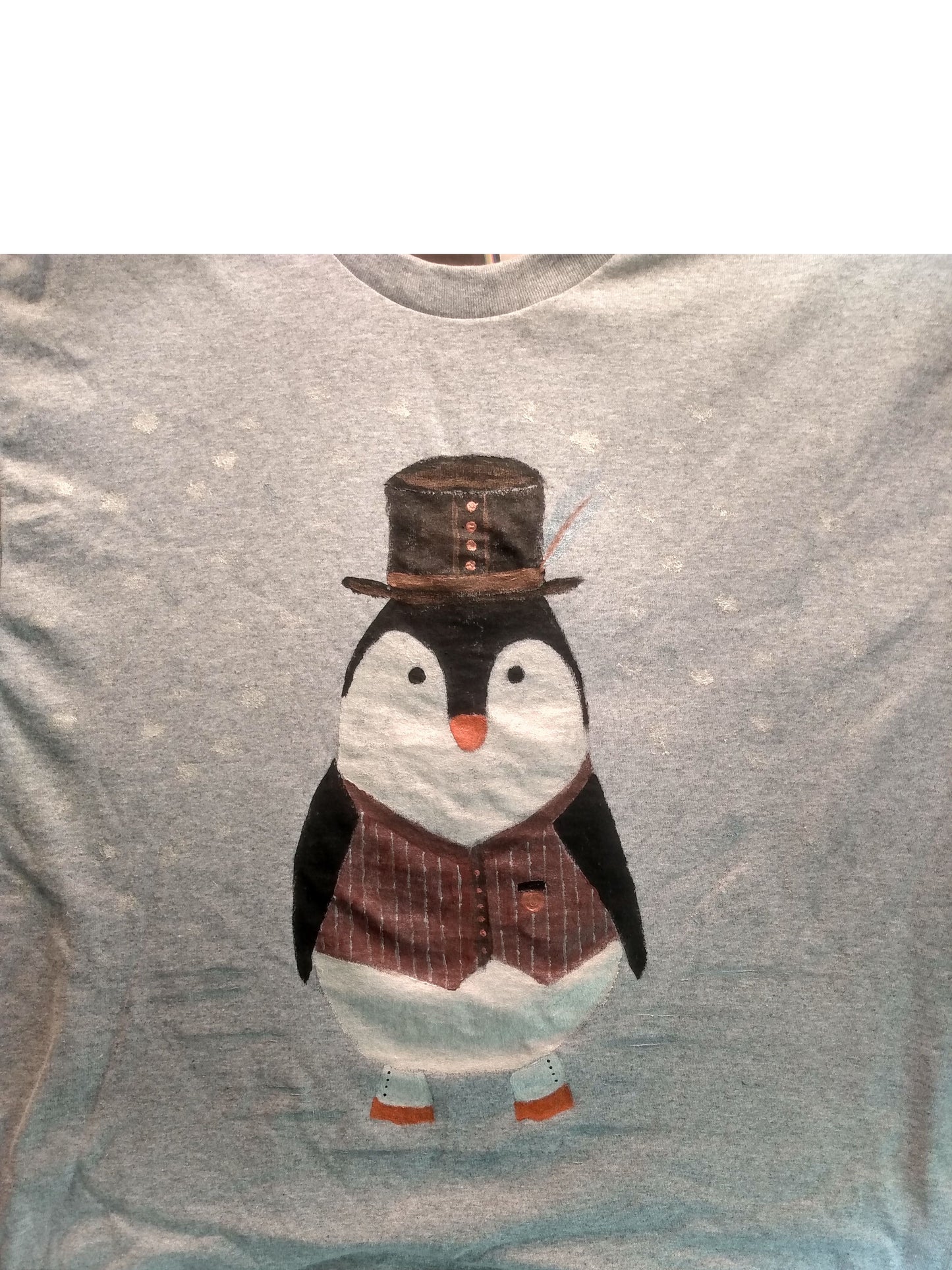 Hand-Painted Short Sleeve Penguin T-Shirt