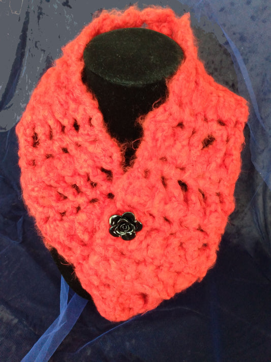 Hand-Made Crochet Red Scarf